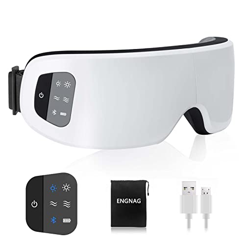 目元エステアイウォーマー 男女兼用 目元ケア アイマスク （日本の360°回転揉み技術 9Dエアバッグ 最新グラフェン加熱技術）音楽機能 1650mahバッテリー USB充電 敬老の日ギフト包装 (White)