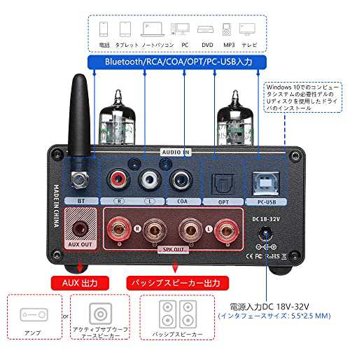 AIYIMA T9 PRO 200W Bluetooth 5.0 真空管アンプ D級HiFiデジタルアンプ 2.0/2.1ch真空管パワーアンプ  VUメーター、低音高音コントロールの通販はau PAY マーケット - ZO | au PAY マーケット－通販サイト