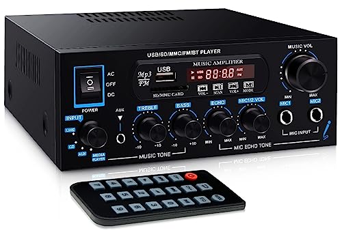 MIFO デジタルアンプ オーディオアンプ 最大出力150W（50W+50W）Bluetooth4.0 USBメモリ SDカード Hifi ステレオ デュアルマイク端子付き 6.5mm リモコン付 ハイパワー カラオケアンプ