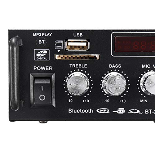 2ch高出力オーディオアンプ コンパクトサイズ 実効最大出力300W＋300W Bluetooth接続対応 USB/SDカード再生可 Hi-Fiステレオパワーアンプ マイク入力可 12V 5Aアダプター付属 FMTLP298A_3