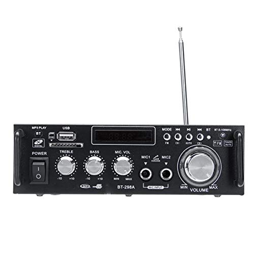 2ch高出力オーディオアンプ コンパクトサイズ 実効最大出力300W＋300W Bluetooth接続対応 USB/SDカード再生可 Hi-Fiステレオパワーアンプ マイク入力可 12V 5Aアダプター付属 FMTLP298A_4