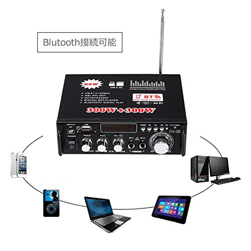 origin デジタルアンプ オーディオアンプ 最大出力600W(300W+300W) ハイパワーアンプ 重低音調整 USB/SD/Blutooth2.0 HiFi マイク対応 リモコン付き 12V-5Aアダプタ LP298A_2