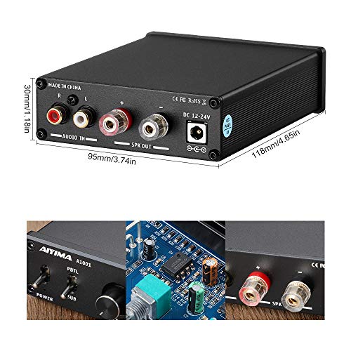 TPA3116D2 100Wサブウーファーアンプ クラスD HiFiモノラルデジタルハイパワーオーディオAmplificador AMP DC12-24Vホームシアター (TPA3116D2, ブラック)_3