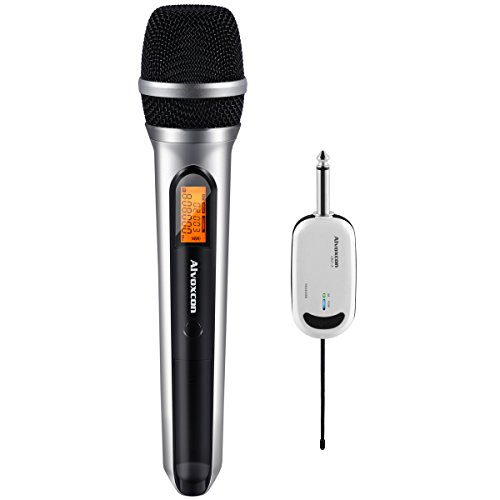 ワイヤレスマイク Alvoxcon ワイヤレスマイクセット UHF ワイヤレスハンドマイク カラオケ ハンドヘルドマイク ボーカルマイク 録音 拡声 カメラ スマホ 軽量 動画撮影 ハンド型 1人用 CK210