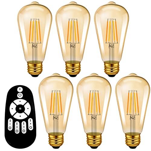 ANWIO LED電球 6個セット エジソン電球 E26口金 600LM 6W（60W形相当） リモコン付き 無段階調光 常夜灯 広配光タイプ LED電球付き 天井照明 角度調節可能 省エネの通販は 7,138円