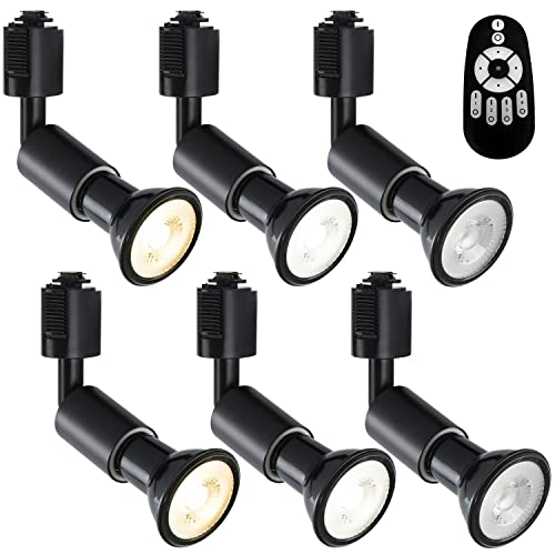 LVWIT ダクトレールライト LEDスポットライト E26口金 LED電球付き 調光調色 消費電力6W（40W形相当） リモコン付き 遠隔操作 ビーム電球 ライティングレール 天井照明 角度調節可能 昼光色 昼白色 電球色 常夜灯 ブラ