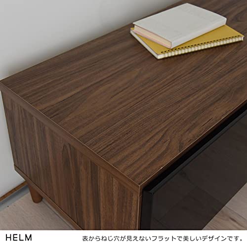 佐藤産業 HELM テレビ台 ローボード 幅118cm 奥行40cm 高さ35cm ブラウン 鏡面 43型対応 可動棚 HM35-120L BR_1