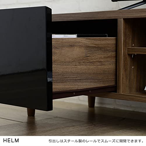 佐藤産業 HELM テレビ台 ローボード 幅118cm 奥行40cm 高さ35cm ブラウン 鏡面 43型対応 可動棚 HM35-120L BR_2