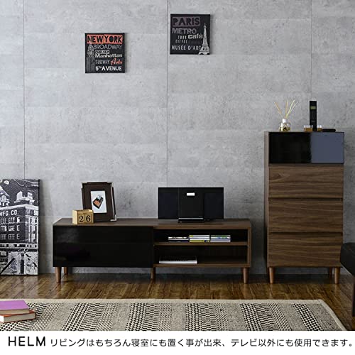 佐藤産業 HELM テレビ台 ローボード 幅118cm 奥行40cm 高さ35cm ブラウン 鏡面 43型対応 可動棚 HM35-120L BR_4