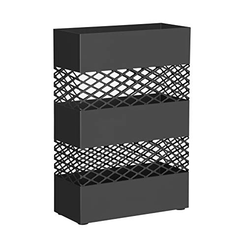 SONGMICS 傘立て 傘入れ スリム 業務用 安定 傘収納 着脱式水受け皿付き 折り畳み傘用フック付き 玄関収納 インテリア おしゃれ ブラック LUC02BKV2