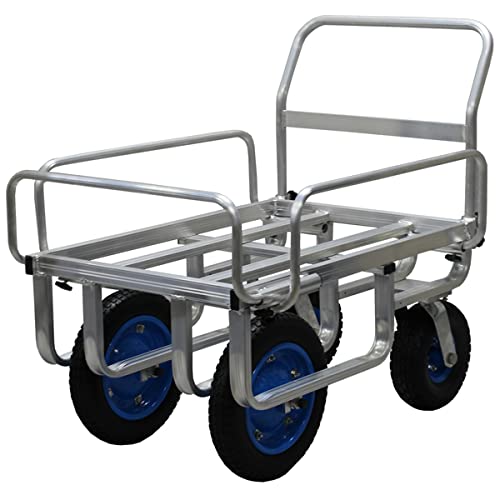大型アルミ四輪自在ハウスキャリー AKZ-D4NP [ALUMIS アルミス] 最大積載荷重80kg 前輪径Φ360 後輪径Φ250 後輪自在キャスター 荷台フレーム伸縮(幅・奥) 採集コンテナ2個積み可の通販は 21,164円