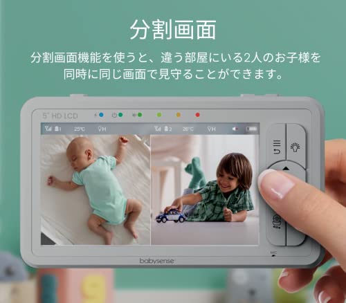 Babysense HD画質ベビーカメラ 見守りカメラ ベビーモニター 双方向トーク 室温アラート 2.4 GHz FHSSアプリやWifi不要でセキュリティ万全 上下左右首振りズームカメラ ホワイトノイズ＆子守歌 調光ナイトライト搭載_5