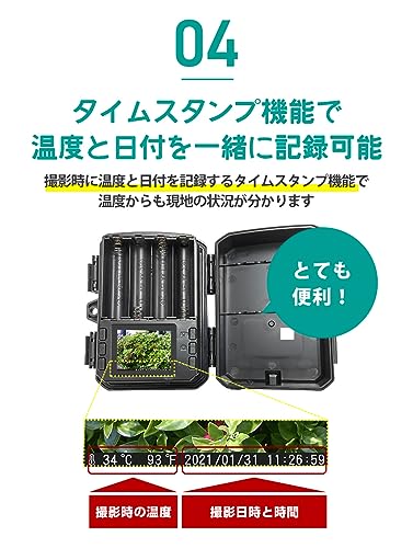 SecuSTATION トレイルカメラ 小型 防犯カメラ 1080p 夜間赤く光らない 上書き録画 国内取扱品/サポート完備 電池式 2000万画素 黒 ソーラーパネル対応 人感センサー microSDカード 32GB付 SC-ML63_4