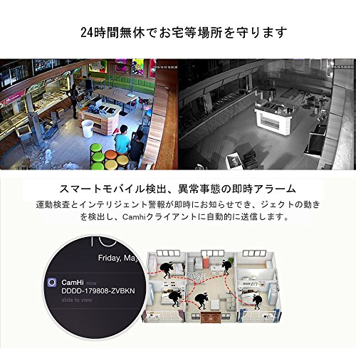 ICAMI 防犯カメラ HD 1080P ワイヤレス IP 監視カメラ SDカード