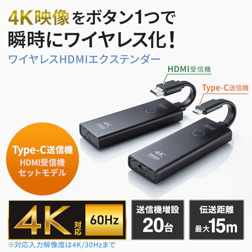 サンワサプライ 4K対応ワイヤレスHDMIエクステンダー（Type-C接続用 