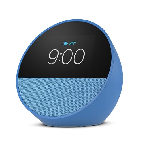 NewEcho Spot（2024年発売） - スマートアラームクロック with Alexa、鮮やかなサウンド | オーシャンブルー