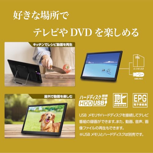 OVERTIME DVDプレーヤー搭載15.6インチフルセグポータブルテレビ OT-FTD156TE_2