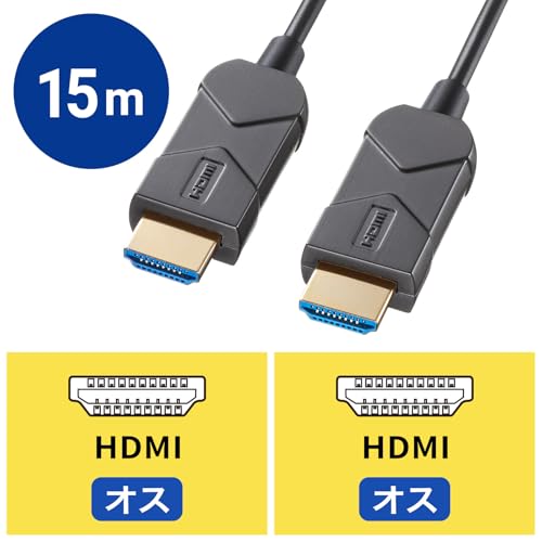サンワサプライ 8K/60Hz 4K/120Hz対応光ファイバHDMIケーブル（15m） KM-HD20-UFB15LP_1