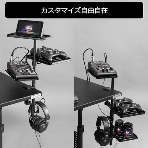 Bauhutte (バウヒュッテ) オーディオインターフェース スタンド BHP-A220-BK デスク下 ヘッドセット オーディオミキサー 収納 後付け_4