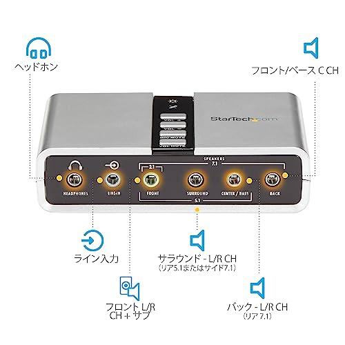 StarTech.com 7.1ch対応USB-DACヘッドホンアンプ S/PDIF対応 8x 3.5mmミニジャック 2x 3.5mmトスリンク角型コネクタ ICUSBAUDIO7D