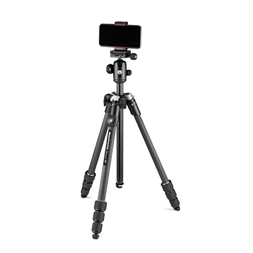 マンフロット(Manfrotto) Element MII カーボン 4段 MBTキット リモコン付属 キャリーバッグ スマートフォンアダプター 耐荷重8kg 自由雲台 スマートフォン用三脚 MKELMII4CMB-BH