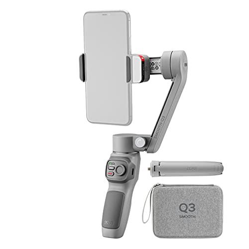 国内正規品 ZHIYUN スマホ用ジンバル SMOOTH Q3 COMBO 3軸スタビライザー キャリングケースセット 内蔵LEDライト スライド折りたたみ方式 軽量340g グレー 086552