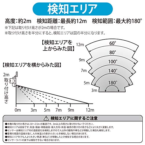 オーム(OHM) 電機 E-Bright LEDセンサーライト コンセント式 2灯 LS-A2305A19-K 06-4243black_5