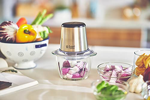 大石アンドアソシエイツ ラッセルホブス フードプロセッサー 電動 フードミキサー 1台4役 0.5L ミニチョッパー シルバー 7820JP