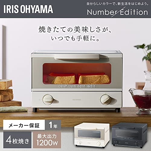 アイリスオーヤマ オーブントースター 4枚焼き 温度調節3段階 トレー付 トースター オーブン おしゃれ お手入れ簡単 二人暮らし 1200W EOT-032-CW ホワイト_1