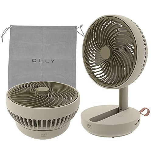 OLLY サーキュレーター 扇風機 USB充電式 最大12時間連続使用 4400mh 折りたたんでコンパクト収納 風量4段階 携帯用ポーチ付き 静音 ベージュの通販は 7,600円