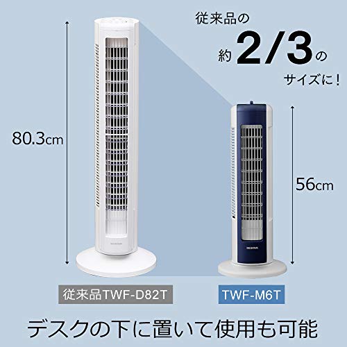 節電対策 アイリスオーヤマ 扇風機 タワーファン スリム 左右自動首振り パワフル送風 風量3段階 上下ルーバー mini メカ式 ネイビー TWF-M6T-DA_2