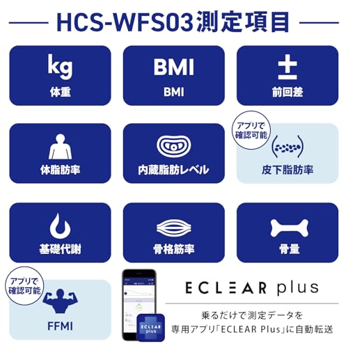 エレコム 体重計 体組成計  データ転送操作不要 Wi-Fi接続  カーペット脚 バックライト付き (体重/内臓脂肪レベル/体脂肪率/BMI/骨格筋率/骨量/基礎代謝) 50g単位 ブラック HCS-WFS03BK_1