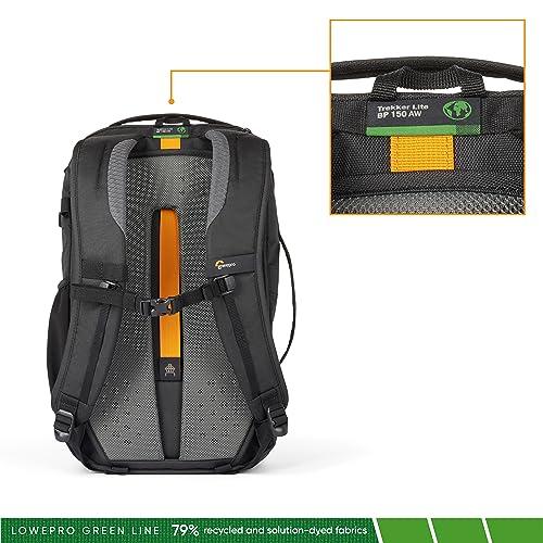 ロープロ(Lowepro) カメラリュック トレッカーライト BP 150 AW GRL ブラック カメラバックパック 12.6L 13インチノートPC収納可 アウトドア グリーンライン サステナブル素材 ミラーレスカメラ LP37459
