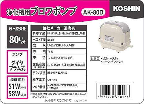 工進(KOSHIN) 浄化槽用エアーポンプ コーシンブロワ AK-80D_1