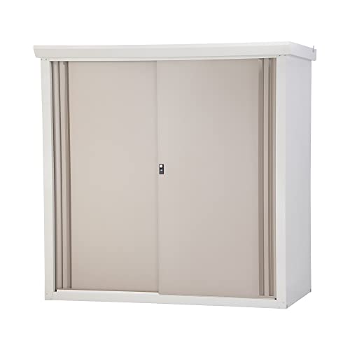 グリーンライフ 物置 屋外 大型日本製ハーフ棚板2枚・鍵付き (幅155×奥行82×高さ153cm) チタングレー daseele(ダシーレ) 調整可能な可動棚SRM-1515(TGY)