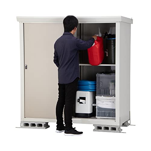 グリーンライフ 物置 屋外 大型日本製ハーフ棚板2枚・鍵付き (幅155×奥行82×高さ153cm) チタングレー daseele(ダシーレ) 調整可能な可動棚SRM-1515(TGY)_2
