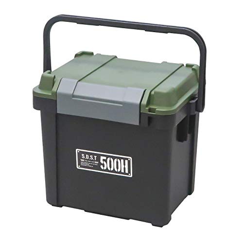 JEJアステージ(JEJ Astage) 収納ボックス 日本製 耐荷重500kg キャンプ 椅子 踏み台 工具箱 積み重ね [Xシリーズ シールドボックスシャット 500HX] ブラックグリーン 防災 幅52×奥行36×高さ43.5cmの通販は