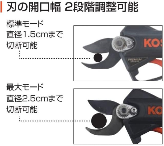 工進(KOSHIN) 18V 2.5Ah 充電式 剪定 はさみ PPD-1825B プレミアムシリーズ バッテリー・充電器付 軽量 コンパクト バイパス刃 日本製刃 果樹 荒剪定_4