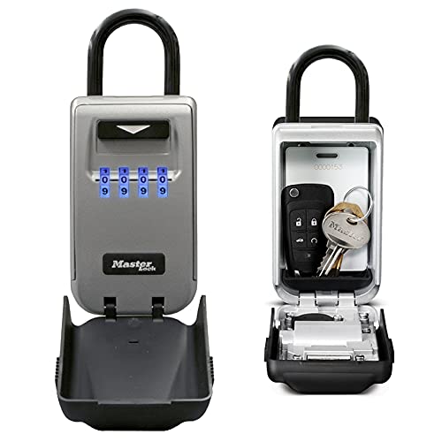 Master Lock(マスターロック) キーボックス 鍵収納 ダイヤル 暗証番号設定 屋外 バックライト付 カバー付 本体幅72mm 吊高内径43mm 防犯 5424JAD