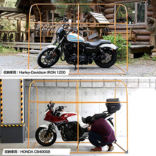 DOPPELGANGER(ドッペルギャンガー) ストレージバイクガレージ カーキ Lサイズ [サイズ:W160xD225xH170cm ] 自転車・モーターサイクル用 屋外簡易車庫 前後ドア メッシュウィンドウ配置 ペグ4本付属 DCC3_4
