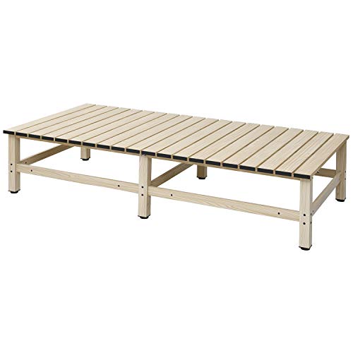 [山善] アルミワイド縁台 幅180×奥行90×高さ40cm ガーデンベンチ ガーデンチェア バルコニー 軽量 踏み台 足場台 デッキ お庭 ガーデンマスター 木目調ナチュラル DXB-180