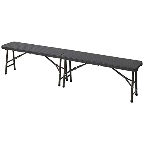 [ガーデンマスター] 折りたたみガーデンベンチ 幅183×奥行28×高さ43.5cm ウィッカー調 お庭 ベランダ テラス バルコニー ガーデンマスター ダークブラウン HFB-1828
