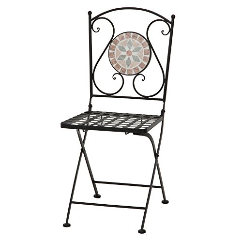 不二貿易 ガーデンチェア 花柄 タイル チェア 素焼き調 庭 バルコニー テラス セラミック製 10658の通販は