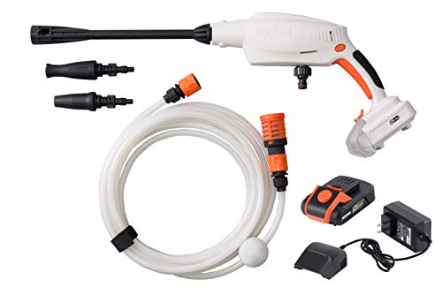 工進(KOSHIN) 18V 2.0Ah 充電式 洗浄機 ガンタイプ SJC-1820 バッテリー・充電器付 コードレス ショートガン 軽量 コンパクト 自吸 水道直結 洗車 ベランダ 清掃 ホワイト、ブラック