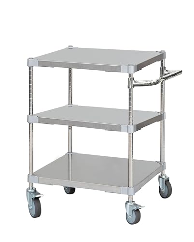ステンレスシェルフワゴン60×60 3段キャスター700 取っ手付きSVの通販は