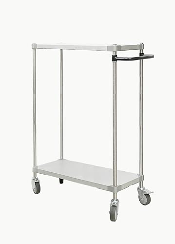 ガルバシェルフワゴン35×90 2段 ポール1200 取っ手付きBKの通販は