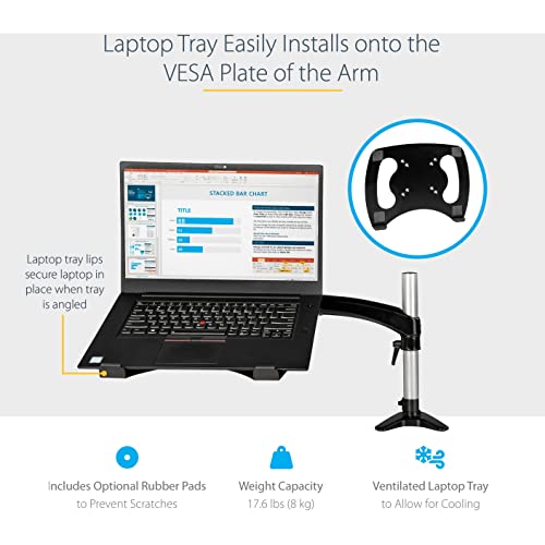 StarTech.com ノートパソコン固定用アーム／34インチ1面液晶モニタアーム／VESA規格ノートPCマウントトレイ付属／ラップトップスタンド／クランプ固定方式 ARMUNONB1