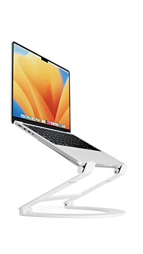 Twelve South Curve Flex | 人間工学に基づいたデザイン 高さ、角度調節可能なアルミニウム製ノートブックスタンド 10-17インチ対応 トラベルポーチ付き（マットホワイト）
