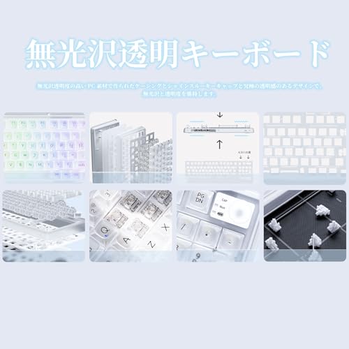 OUSEITECH X EWEADN V99 ゲーミングキーボード 透明 メカニカル 透明キーボード 透明キーキャップ 99キー ワイ