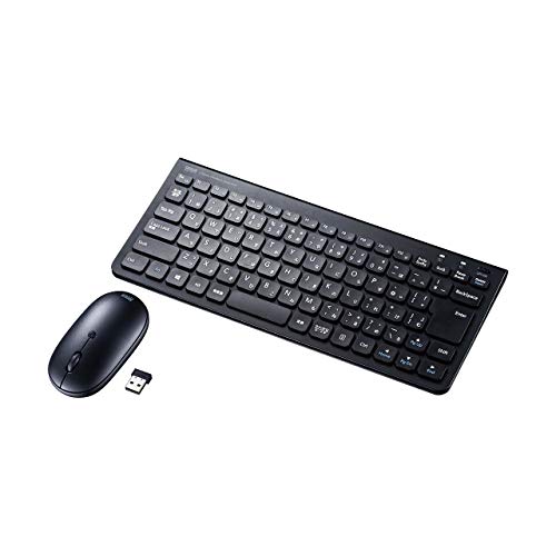 サンワサプライ(Sanwa Supply) マウス付きワイヤレスキーボード (テンキーなし) USB接続 2.4GHz 充電式 日本語86キー パンタグラフ ブラック SKB-WL32SETBK